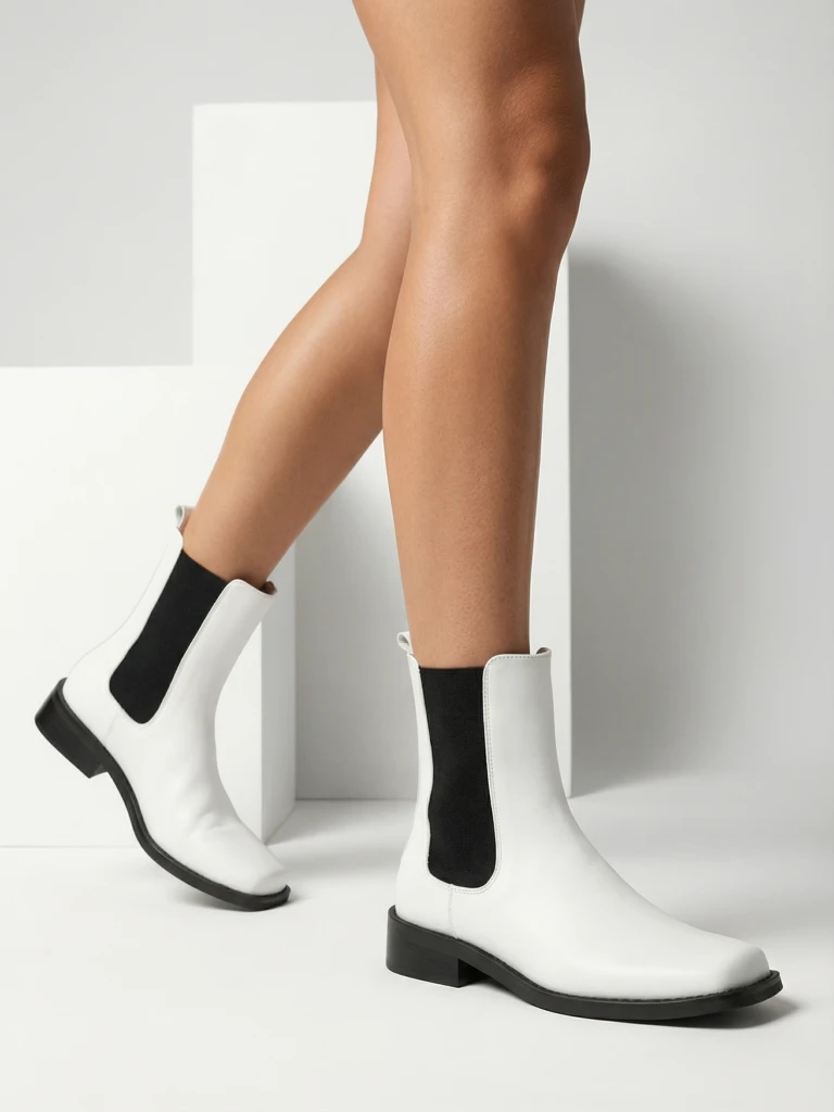 Ženski Gležnarji Astra Beli Usnjeni Elegantni za Jesen