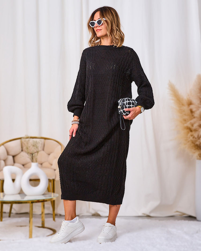 Royalfashion Fuchsiová Dámske dlhé svetrové šaty