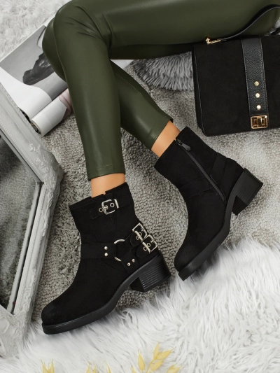 Ženski gležnarji iz eko semiša s sponkami Valtos