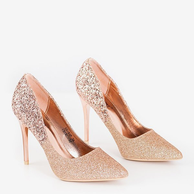Vysoké podpätky z ružového zlata s trblietkami Florianna - Obuv