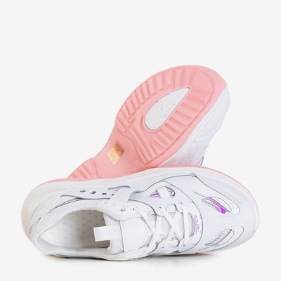 Biele a ružové cvičky s holografickými vložkami Etana - Obuv