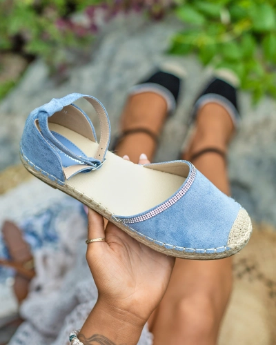 Royalfashion Dámske espadrilky so zirkónmi v modrej farbe Rieta