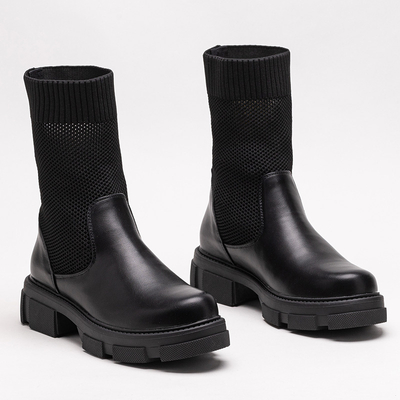 Dámske čierne prelamované členkové čižmy značky Roibu - Shoes