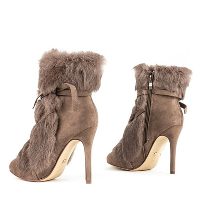 Botki na szpilce w kolorze khaki Pelage - Obuwie