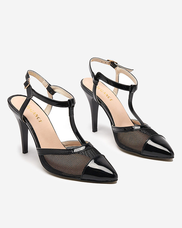 Čierne dámske sandále na vysokom podpätku s obtiahnutými prstami Niddl- Obuv