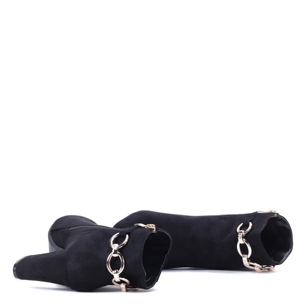 Czarne botki z łańcuszkiem Jolie - Obuwie