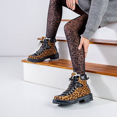 Leopardie topánky s potlačou izolované z kabátu z ovčej kože Dori - Obuv