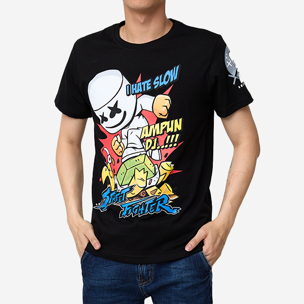 Pánske čierne tričko s potlačou - oblečenie