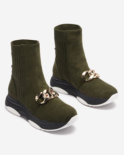 Dámske zelené zateplené čižmy z eko-semišu Cuzitta- Obuv