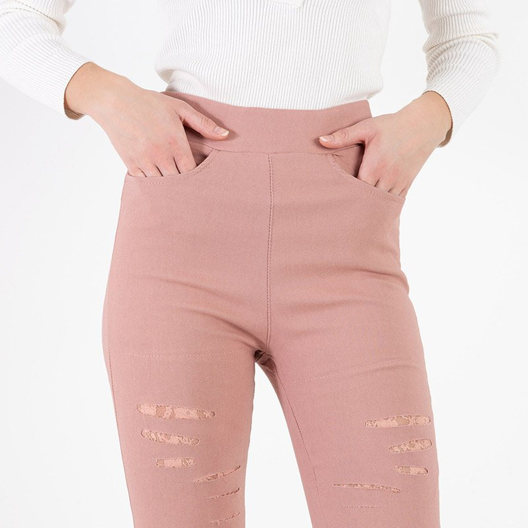 Zúžené ružové dámske jeggings - Oblečenie