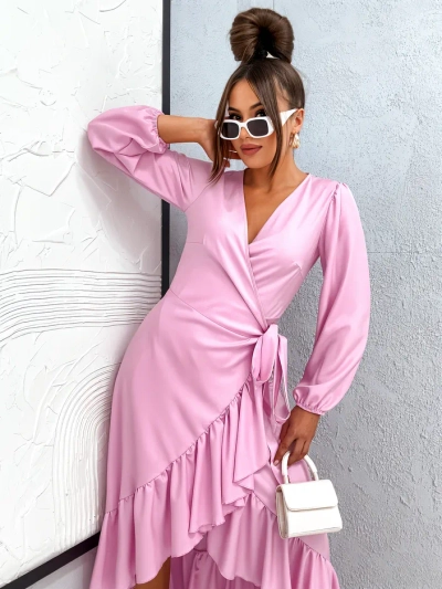 Royalfashion Zviazané midi šaty pre ženy s volánmi