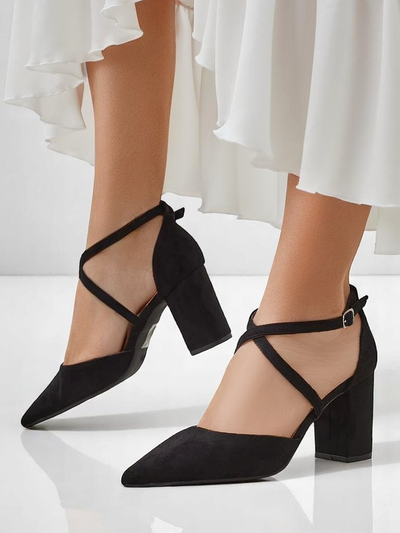 Royalfashion Dámske eko-semišové lodičky s remienkami Kanastru