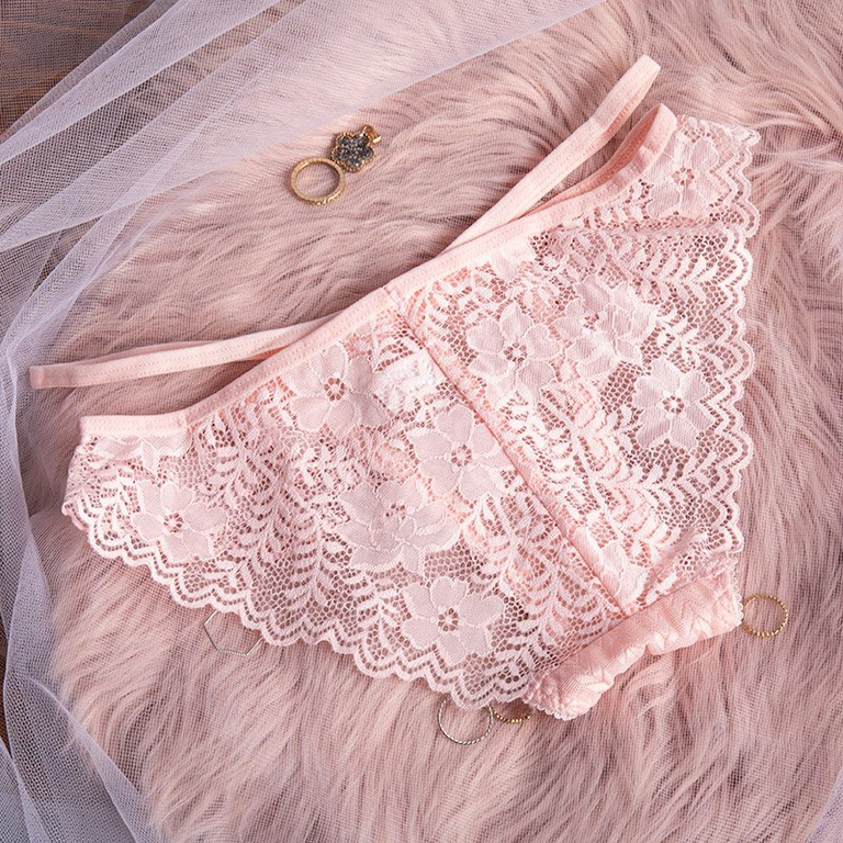 Dámske svetloružové čipkované nohavičky - Spodná bielizeň