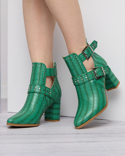 Zelené členkové čižmy s výrezmi a prackami Masieo - Obuv