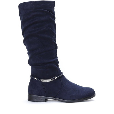 Granatowe kozaki Luca - Obuwie