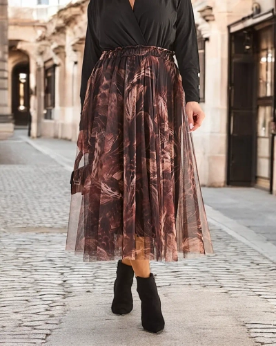 Royalfashion Dámska dvu-vrstvová midi sukňa