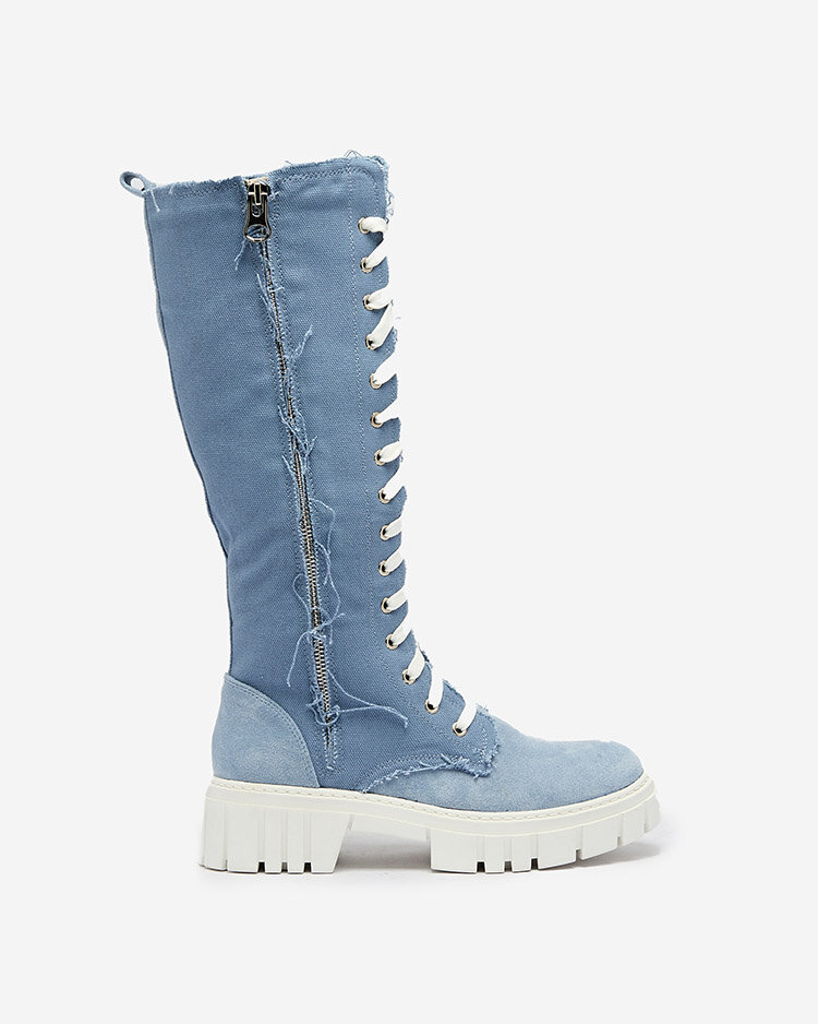 Royalfashion Modré dámske látkové čižmy Leconen