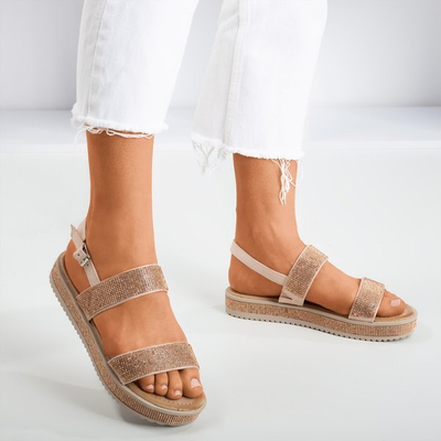 Růžové zlato dámské sandály se zirkony Arella - Footwear 1