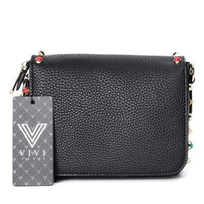 Mała torebka na ramię w kolorze czarnym z ozdobami - Torebki