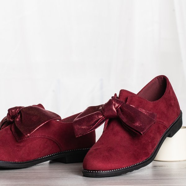 Bordové ploché topánky s mašličkou Blasea - Obuv