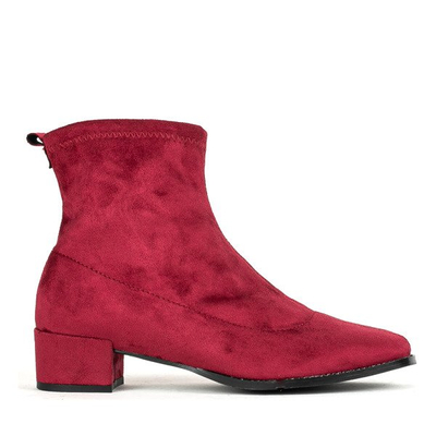 Bordowe botki na płaskim obcasie Tanith - Obuwie