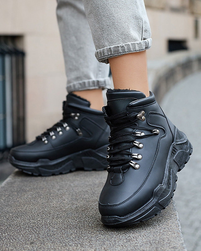 OUTLET Čierne snehule z ekokože Rueq- Obuv