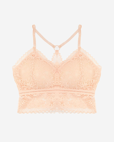 Čipkovaná dámska braletka púdrovej farby - Spodná bielizeň