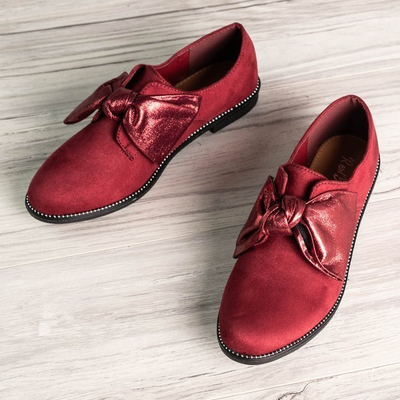 Bordové ploché topánky s mašličkou Blasea - Obuv