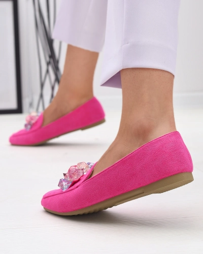 OUTLET Royalfashion Fuchsiové mokasíny z eko-semišu pre ženy Gepossa