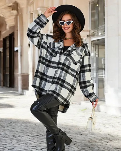 Royalfashion Dámsky bavlnený košeľový kabát