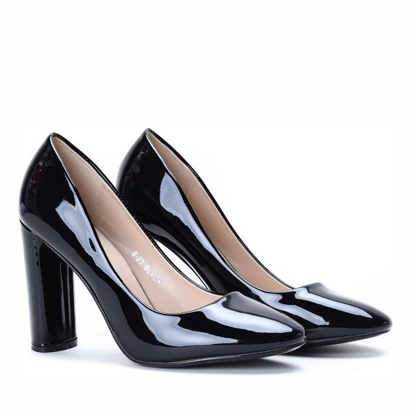 Czarne czółenka na słupku Dahlia - Obuwie