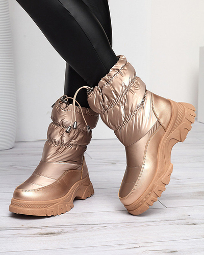 OUTLET Ružovo-zlaté dámske prešívané snehule Dessi - Obuv