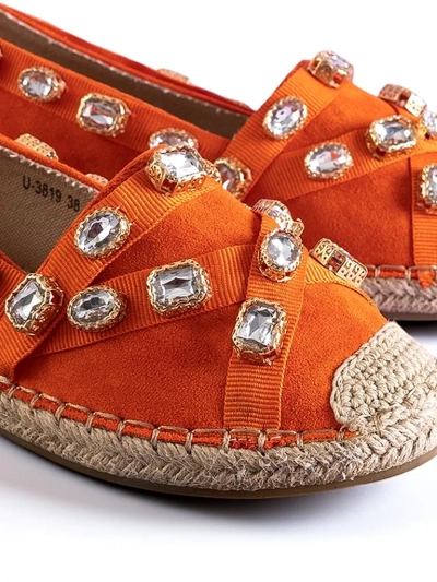 Oranžové dámske espadrilky s kryštálmi Wamba - Obuv