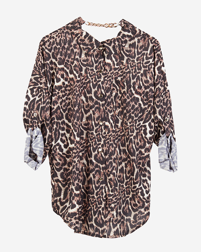 Dámska košeľa s leopardím vzorom s retiazkou - Oblečenie