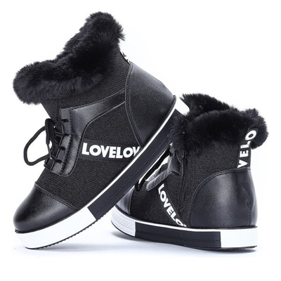 Czarne buty sportowe z futerkiem Gracelyn- Obuwie