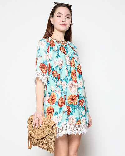 Mätová dámska blúzka s kvetmi PLUS VEĽKOSŤ - Oblečenie