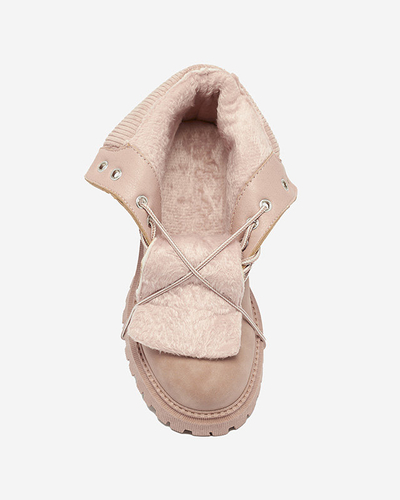 Tmavo ružové dámske zateplené trapper topánky Teruna - Obuv