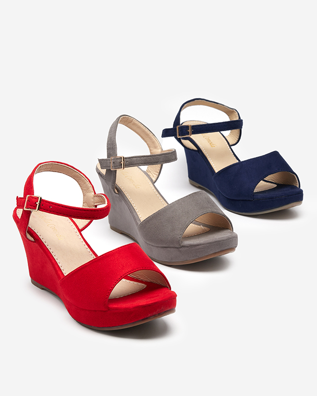 Námornícko modré dámske sandále na klinu Nalem - Obuv