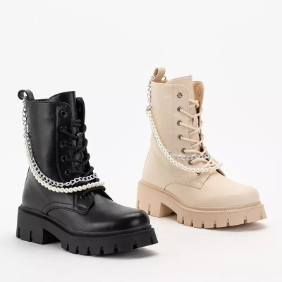 OUTLET Krémové dámske tašky s retiazkou a perličkami Agsiva - Obuv