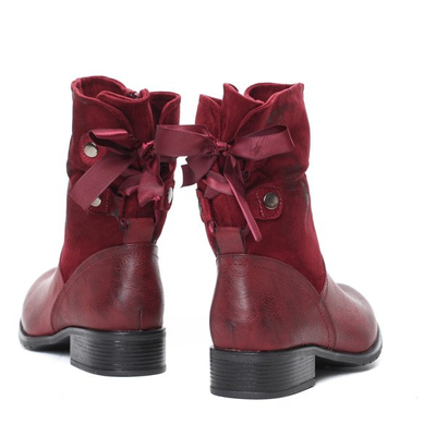 Bordowe botki Francesca- Obuwie