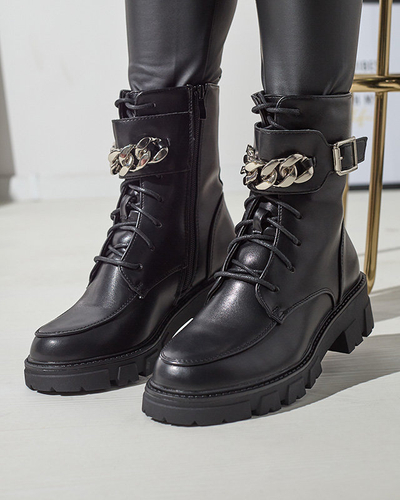 OUTLET Zateplené čierne bagger topánky pre ženy Effpi- Obuv