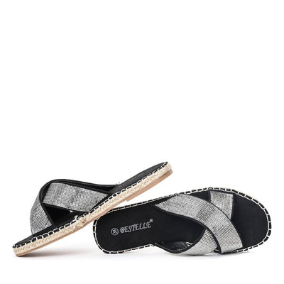 Pantofle se zirkony v černé barvě Vostine - Obuv 1