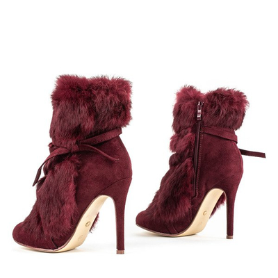 Bordowe botki na szpilce Pelage - Obuwie