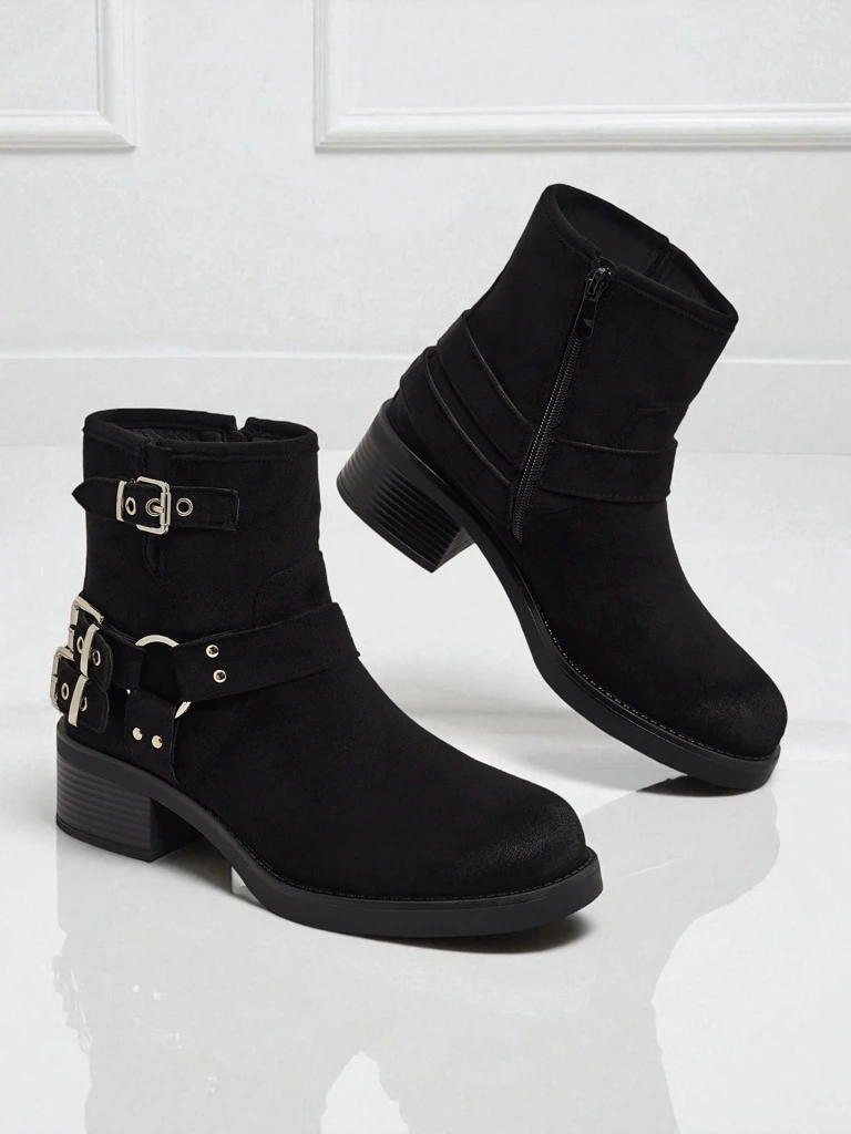 Ženski gležnarji iz eko semiša s sponkami Valtos