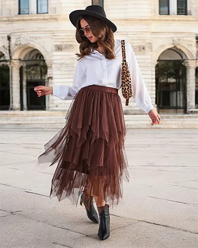 Royalfashion Dvojvrstvová midi sukňa pre ženy