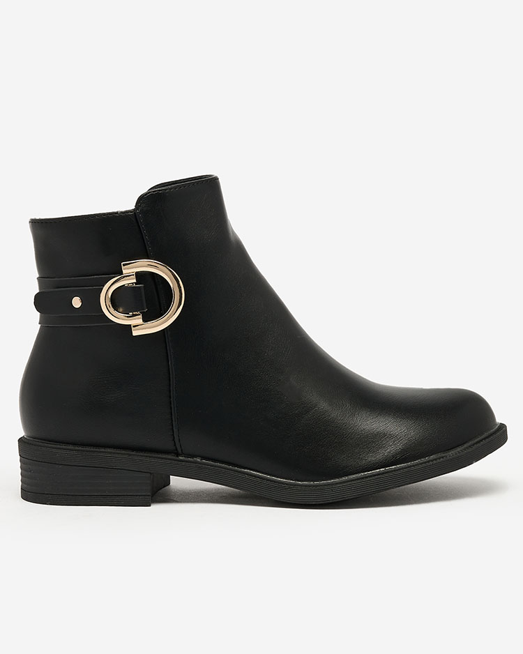 Royalfashion Čierne dámske čižmy a'la sztyblety s ozdobami Ederte