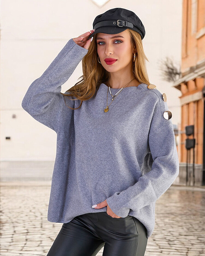 Royalfashion Tenký dámsky sveter s ozdobami na ramenách