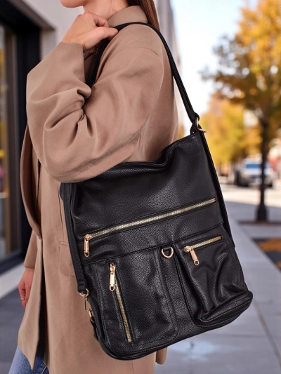 Torba-plecak Athena Nero Roma - duzy shopper skorzany A4, elegancja i funkcja