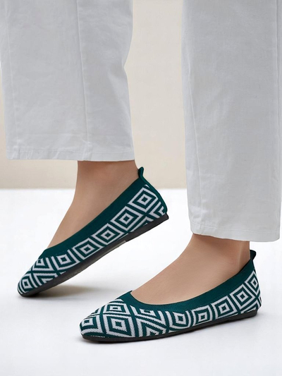 Royalfashion Fabric dámske balerínky z látky s geometrickou potlačou Metrické