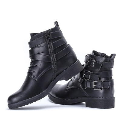 Czarne workery na płaskim obcasie Jordyn - Obuwie